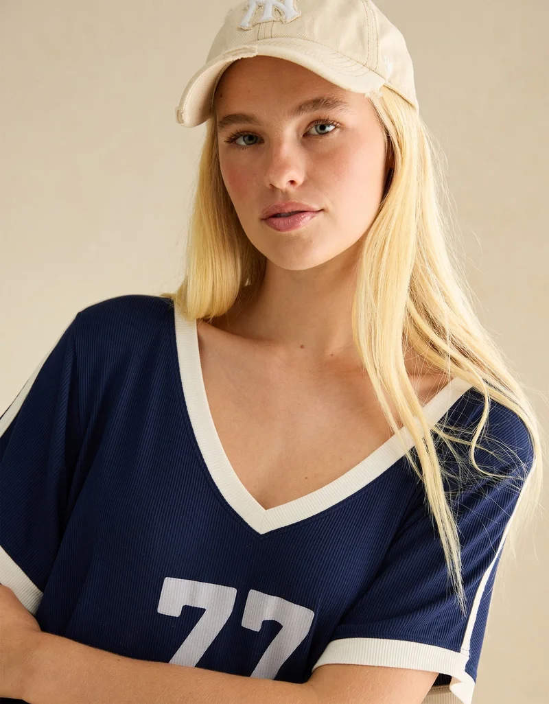 American Eagle  AE Soft & Sexy Ribbed V-Neck T-Shirt for Women | Best Price UAE