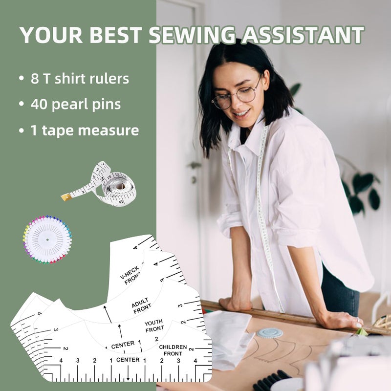 MFJUNS 10 Pcs T-Shirt Ruler Guide - Tshirt Measurement Tools For Children Youth Adult  V-Neck/Round Pvc Rule Rulers Designs Heat Press Accessories For Vinyl Alignment  Heat Press - Image 5