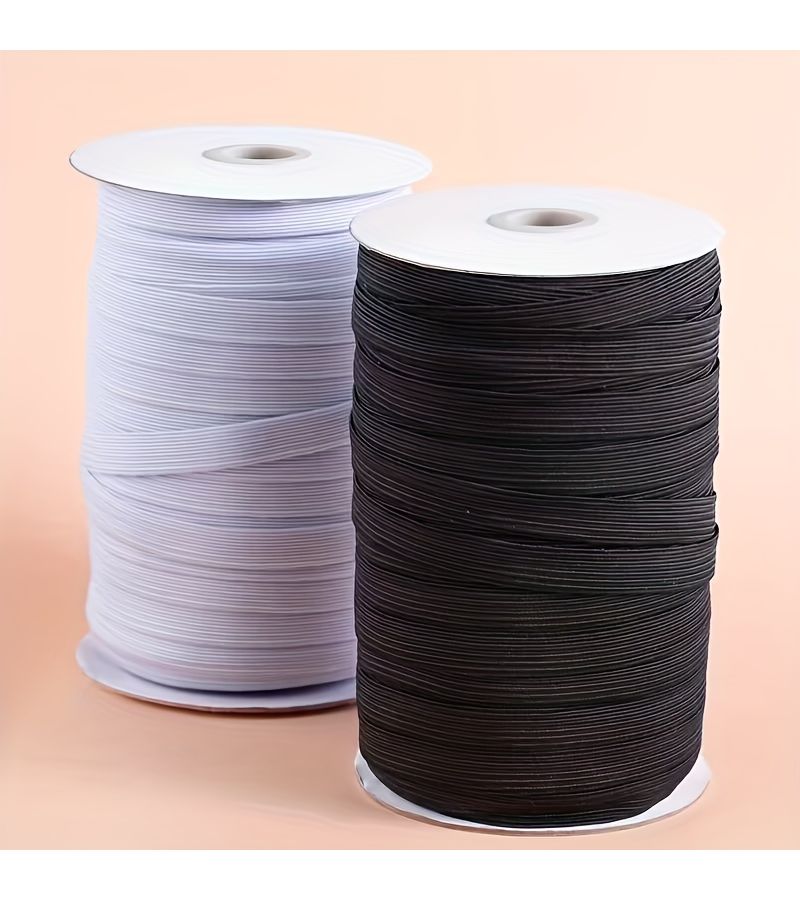 Black 1cm Flat Elastic Belt 35 Yards For Sewing Dress - Image 1