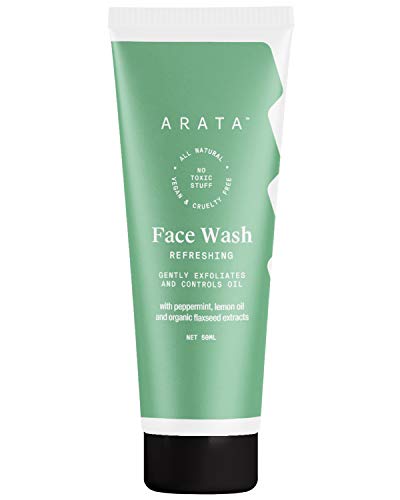 Arata Refreshing Face Wash With Ayurvedic Lemon Oil Peppermint Organic Flaxseed EWG Certified All Natural Vegan CrueltyFree Gently Exfoliates Reduces Oil For Women Men 17 Fl Oz - Image 2