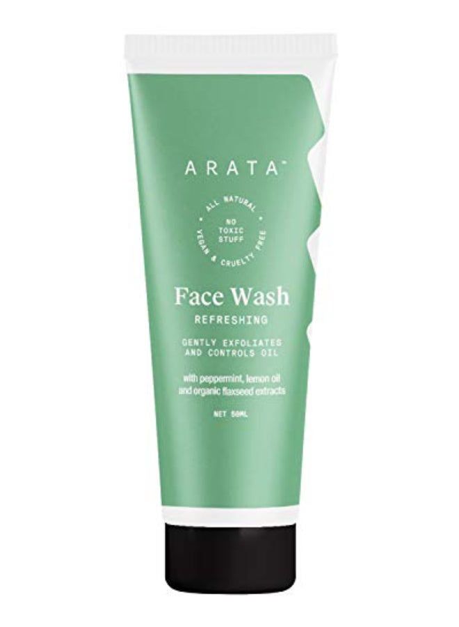 Arata Refreshing Face Wash With Ayurvedic Lemon Oil Peppermint Organic Flaxseed EWG Certified All Natural Vegan CrueltyFree Gently Exfoliates Reduces Oil For Women Men 17 Fl Oz - Image 1