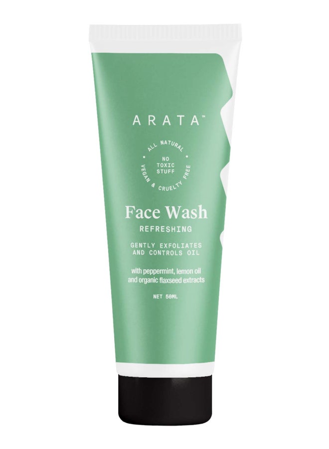 Arata Refreshing Face Wash With Ayurvedic Lemon Oil Peppermint Organic Flaxseed EWG Certified All Natural Vegan CrueltyFree Gently Exfoliates Reduces Oil For Women Men 17 Fl Oz - Image 3