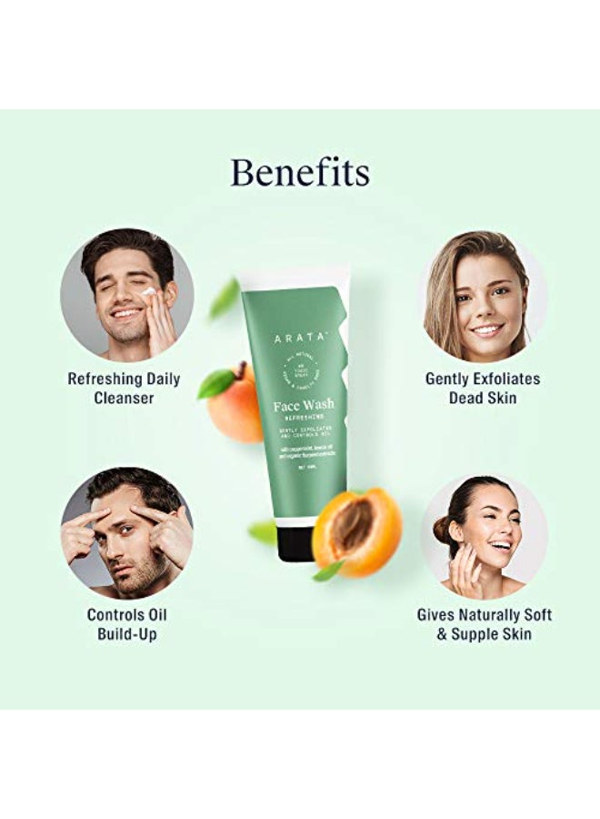 Arata Refreshing Face Wash With Ayurvedic Lemon Oil Peppermint Organic Flaxseed EWG Certified All Natural Vegan CrueltyFree Gently Exfoliates Reduces Oil For Women Men 17 Fl Oz - Image 4