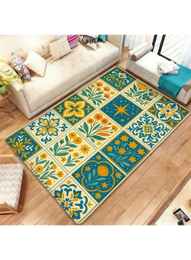 Talavera  Pattern Area Rug, Durable Polyester, Indoor/Outdoor Use - Image 1