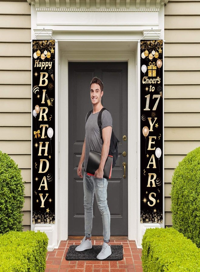 PAKBOOM Happy Birthday Cheers to 17 Years Black Gold Yard Sign Door Banner 17th Birthday Decorations Party Supplies - Image 5