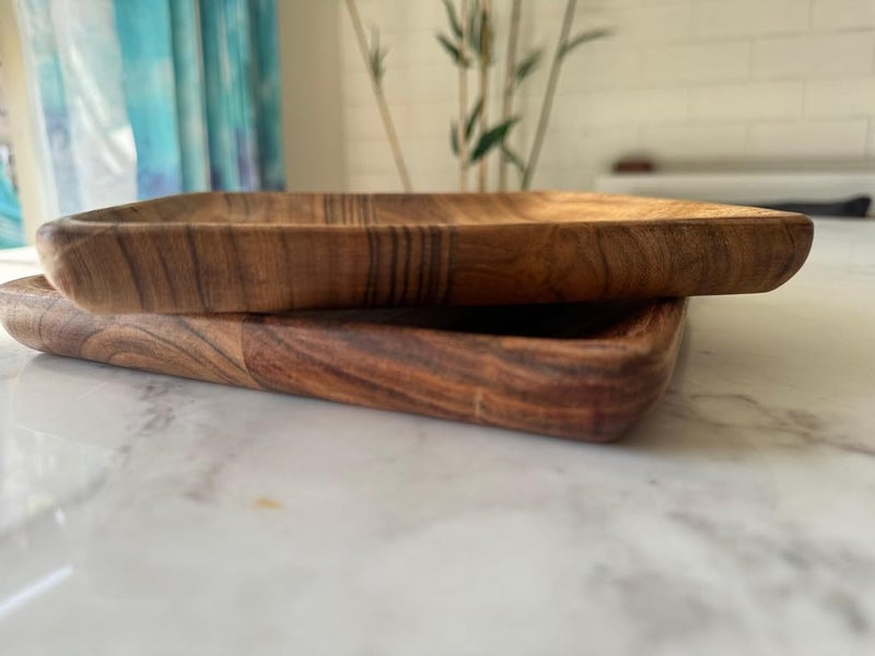 appeasy Wooden Square Platter | Wooden Serving Tray | Appetizer Plate | Snacks Serving Plate for Home Kitchen and Cafe Restaurant (Pack of 2) - Image 2