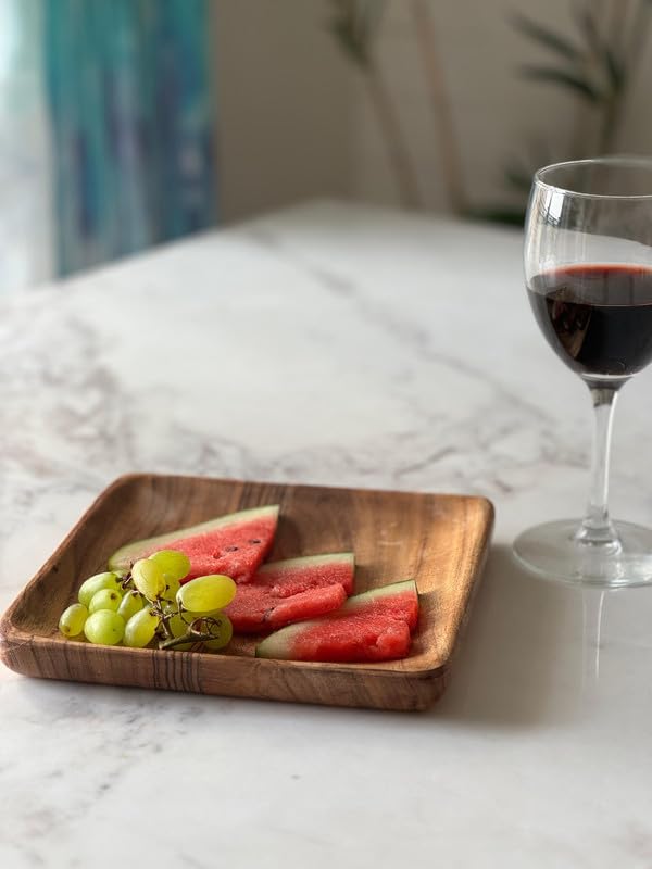 appeasy Wooden Square Platter | Wooden Serving Tray | Appetizer Plate | Snacks Serving Plate for Home Kitchen and Cafe Restaurant (Pack of 2) - Image 4