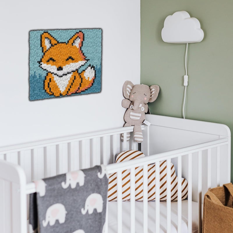 YP Latch Hook Kits for Kids Adults DIY Rug Tapestry Kits with Printed Canvas Embroidery Kits Festival Gifts Home Decoration (Fox,11.8inch X 11.8inch) - Image 3