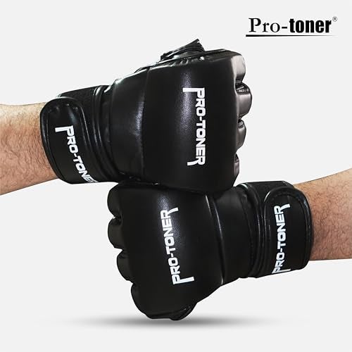Protoner Martial Arts Training Gloves - MMA Kickboxing Grappling Gloves with Thich Pad | All in One Kickboxing,Boxing, Street Fight, Mitts | (MMA Black) - Image 5