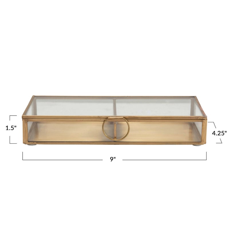 Creative Co-op Brass & Glass Display Box - Image 2