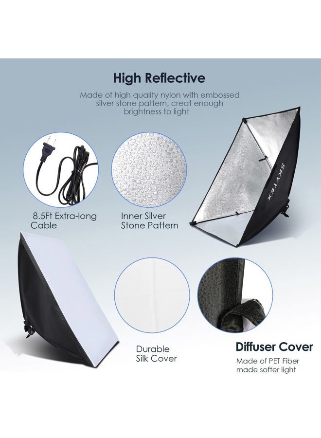 Skytex Softbox Lighting Kit(2Pack), 20x28in Soft Box | 85W 2700-6400K E27 LED Bulb Continuous Photography Lighting, Photo Studio Lights Equipment for Camera Shooting, Video Recording - Image 5