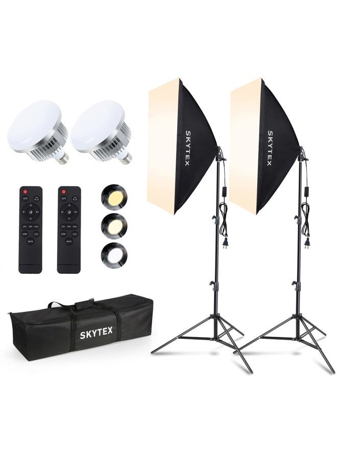 Skytex Softbox Lighting Kit(2Pack), 20x28in Soft Box | 85W 2700-6400K E27 LED Bulb Continuous Photography Lighting, Photo Studio Lights Equipment for Camera Shooting, Video Recording - Image 1
