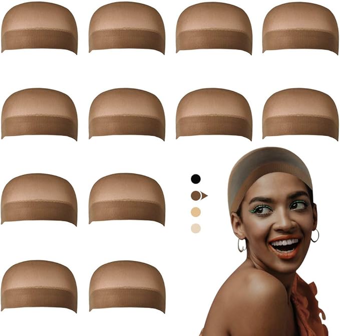 Dreamlover HD Wig Cap to Hold Wig in Place Bald Cap for Wigs Invisible HD Wig Cap for Lace Front Wig HD Dark Brown Wig Cap 12 Pieces - Image 1