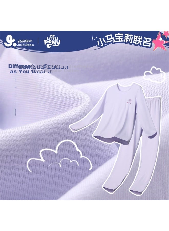 Jiusuiban My Little Pony Collaboration Children's Thermal Underwear Girls A-class Lightweight Red New Year 95% Cotton Pajama Set - Image 3