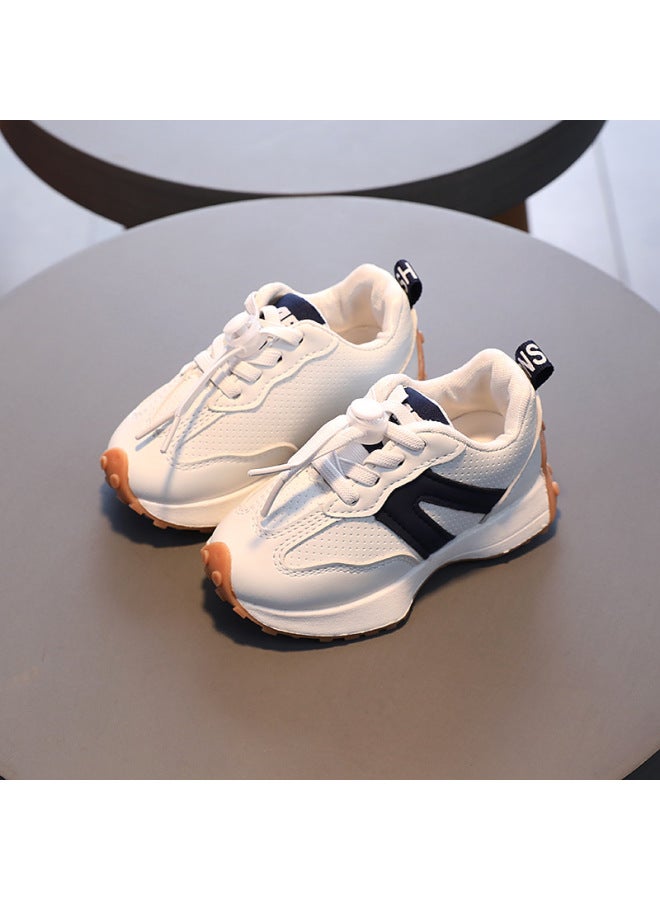 Spring And Autumn Children's Breathable White Shoes, Boys' Soft-soled Non-slip Sports Shoes, Girls' Fashionable Single Shoes, Baby Toddler Shoes, Trendy