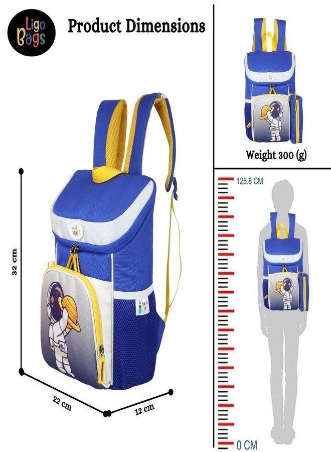 Ligo 14 Inch Kindergarten School Bags for Boys & Girls | Suitable for Nursery to UKG Kids (Blue) - Image 2