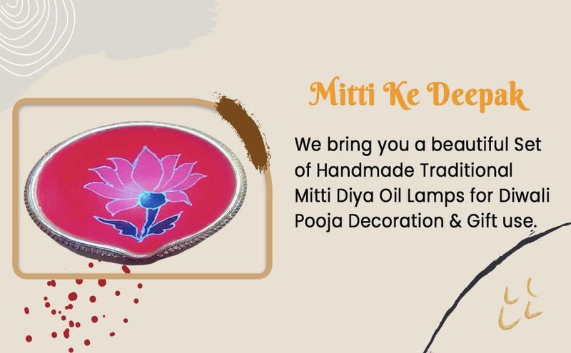 Potterywalaz Pink Lotus Design Traditional Handmade Terracotta Big Size Mitti Diya for Laxmi Puja Diwali Diyas Size 13x13x5cm - Image 4