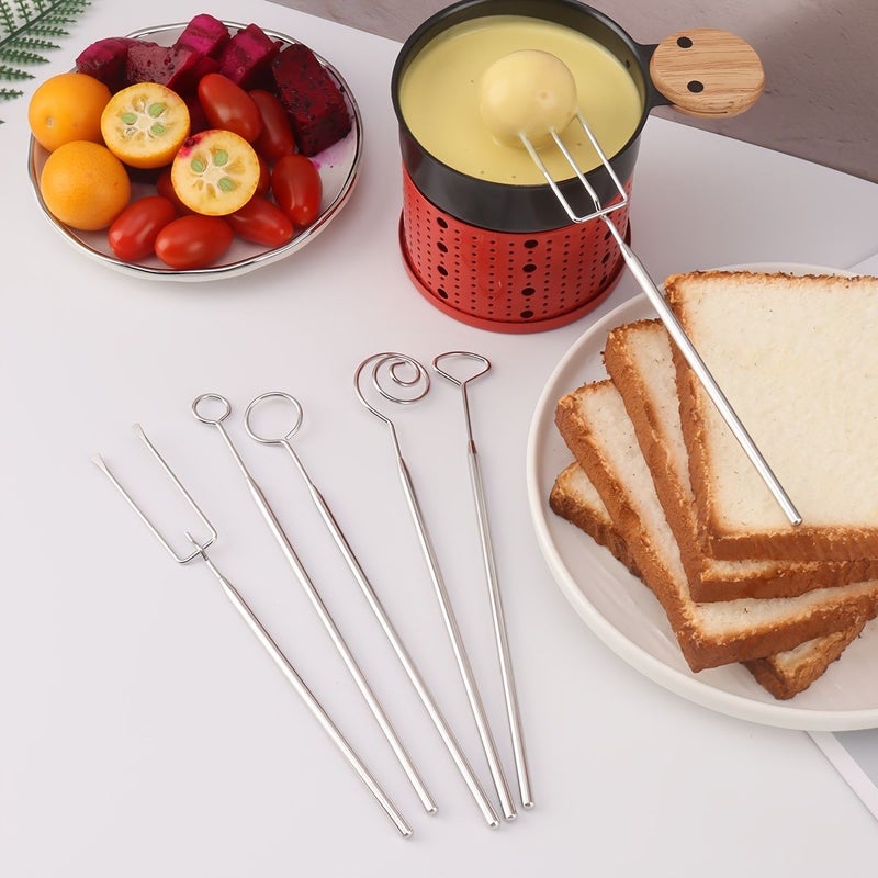 Stainless Steel Small Triangle Cheese Fondue Fork Tool for Chocolate and Cheese Dipping Reusable Kitchen Gadget - Image 1