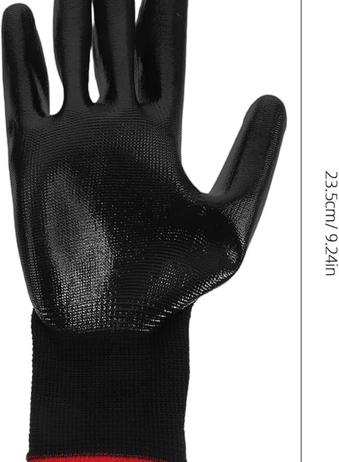 قفازات عمل ثقيلة مضادة للانزلاق 12 زوجًا باللون الأسود للبناء والبستنة وتفصيل السيارات - Image 3