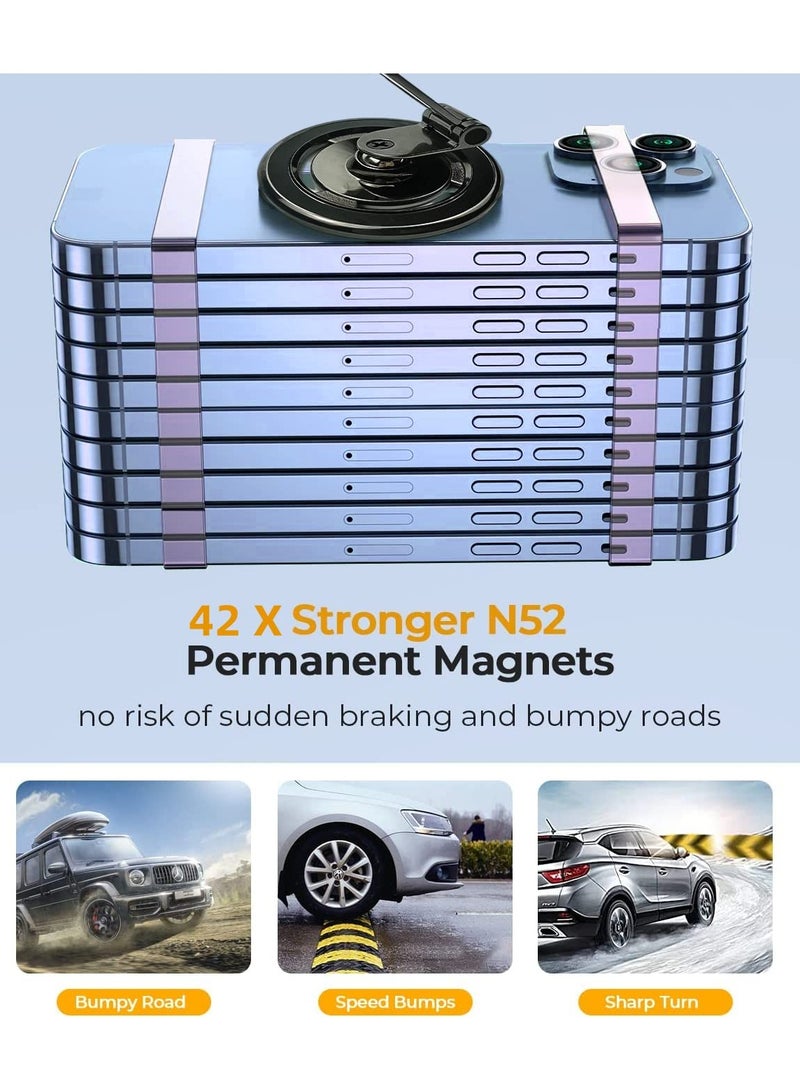 360° Magnetic Car Mount for Phone Holder, All Metal Magnetic Phone Holder Car Phone Holder with Magnetic Grip Magnetic Phone Holder with MagSafe Mount Fit for iPhone 14 13 12 Pro Max Plus Mini MagSafe - Image 3