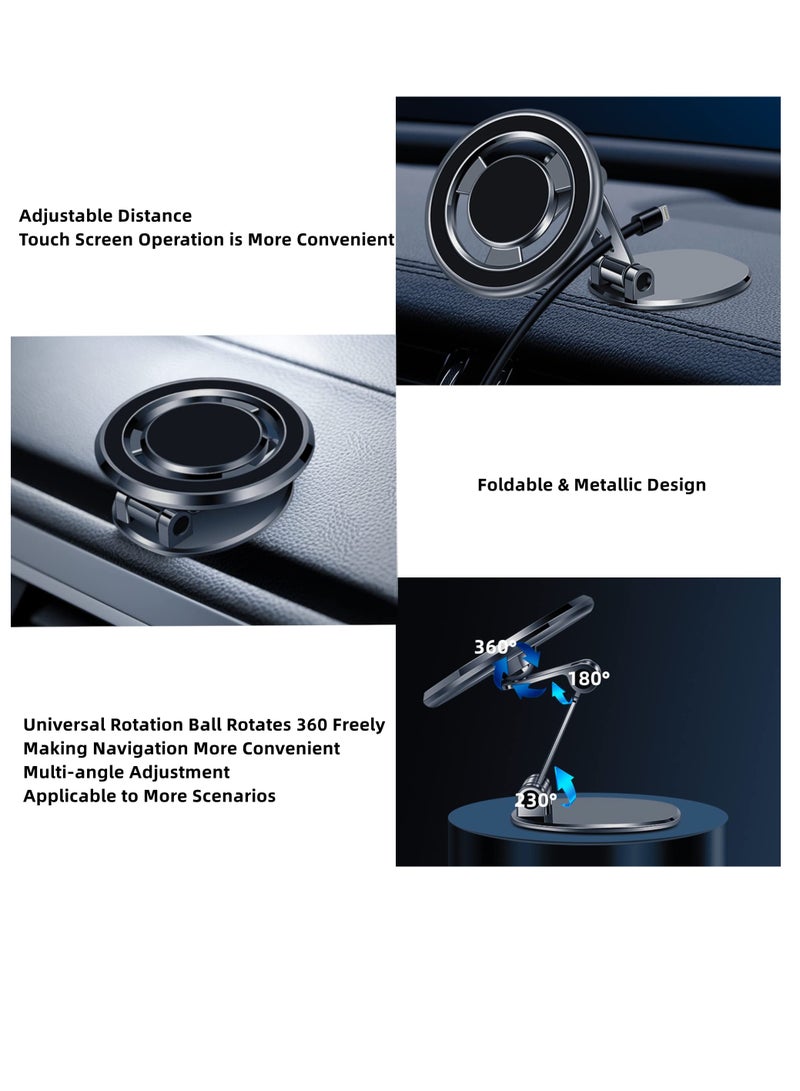 360° Magnetic Car Mount for Phone Holder, All Metal Magnetic Phone Holder Car Phone Holder with Magnetic Grip Magnetic Phone Holder with MagSafe Mount Fit for iPhone 14 13 12 Pro Max Plus Mini MagSafe - Image 5