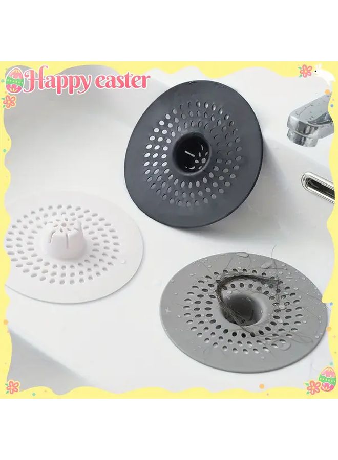 White Round Drain Filter for Shower and Kitchen Sink Easy Clean - Image 1