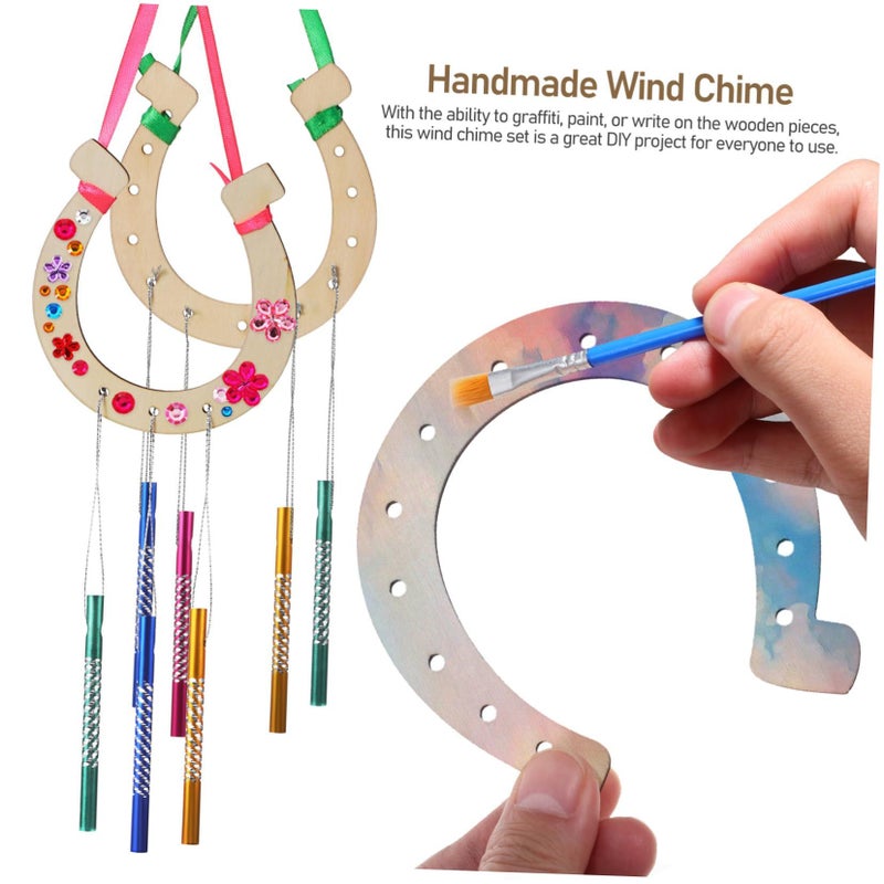 Wooden Wind Chime DIY Kit with Horseshoe for Home Decoration Indoor Outdoor Use Calming Sound - Image 3