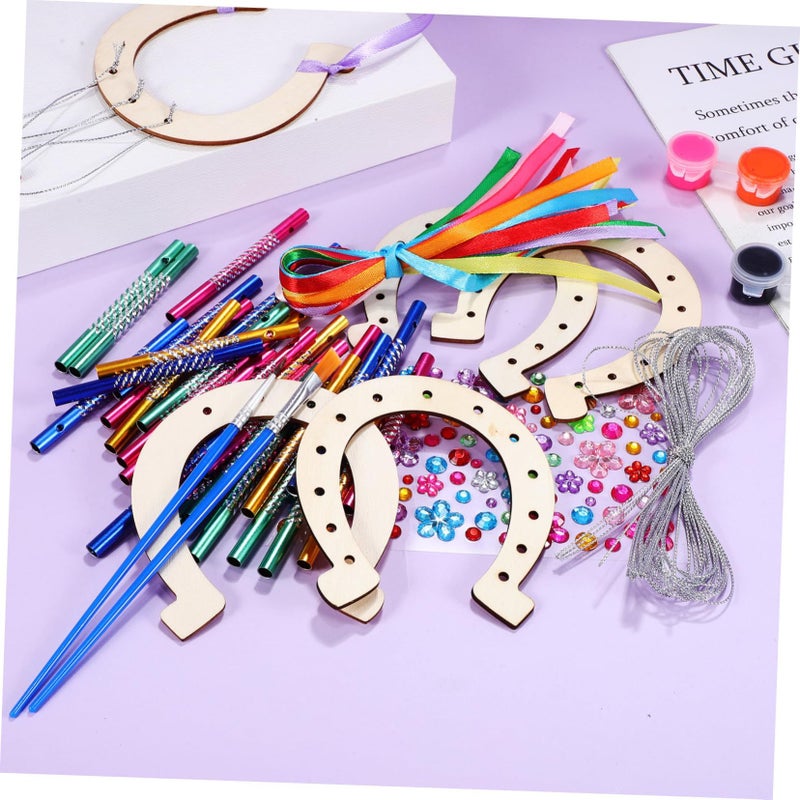 Wooden Wind Chime DIY Kit with Horseshoe for Home Decoration Indoor Outdoor Use Calming Sound - Image 4