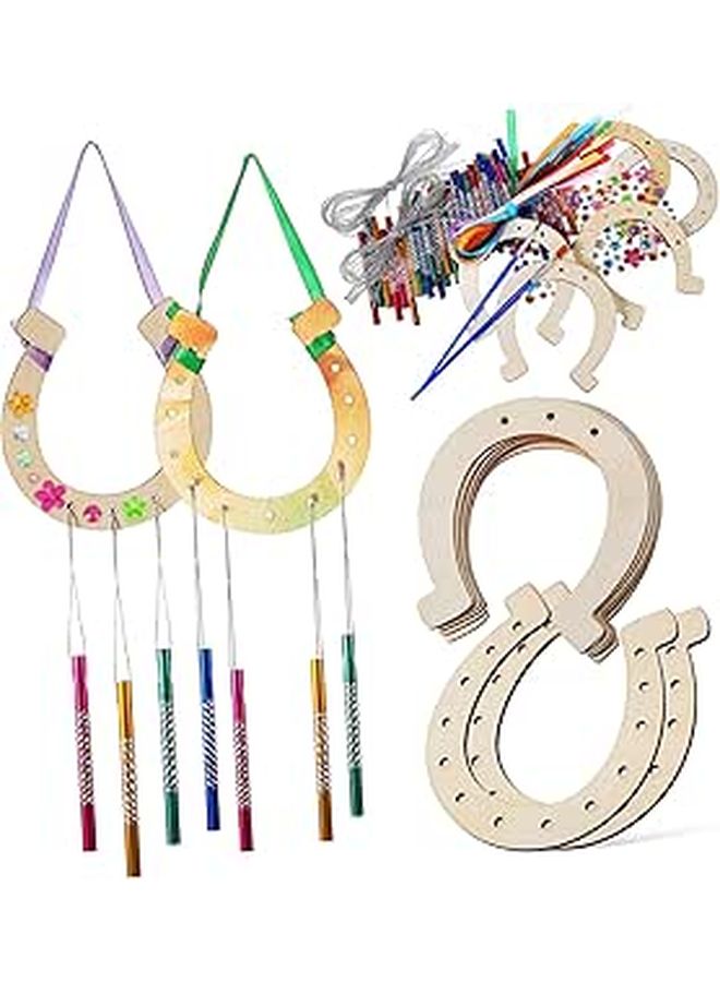 Wooden Wind Chime DIY Kit with Horseshoe for Home Decoration Indoor Outdoor Use Calming Sound - Image 1