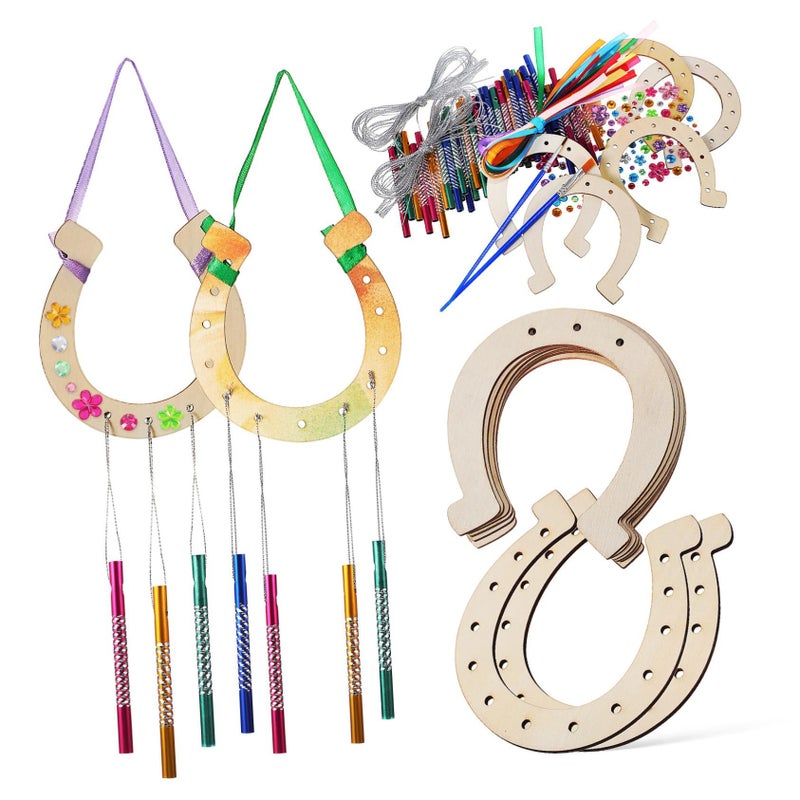 Wooden Wind Chime DIY Kit with Horseshoe for Home Decoration Indoor Outdoor Use Calming Sound - Image 2