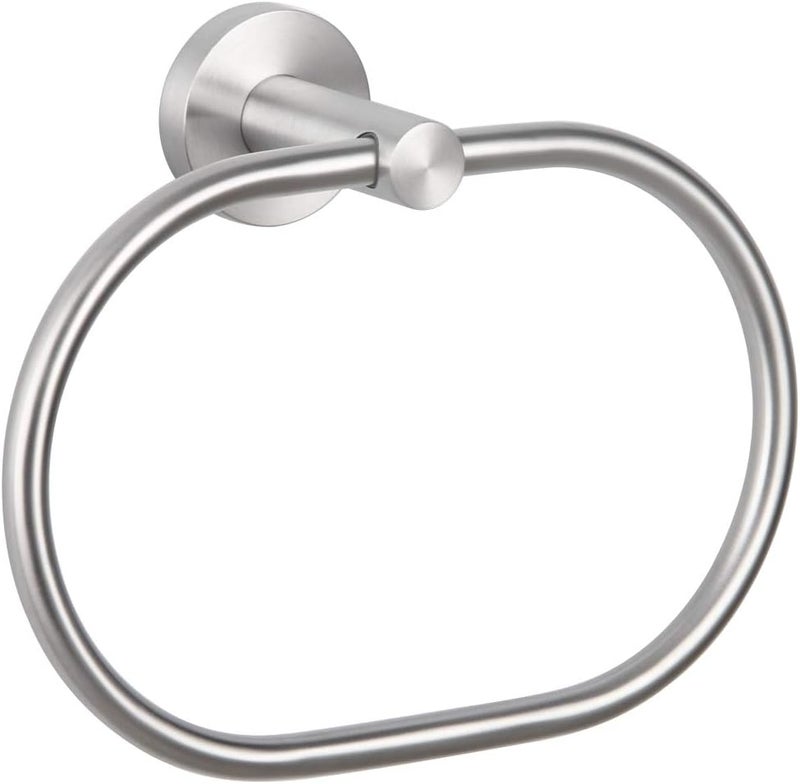 Angle Simple Towel Ring Swivel, SUS 304 Stainless Steel Bathroom Hand Towel Holder, Brushed Nickel - Image 1