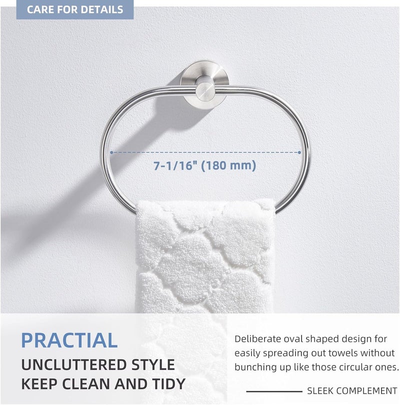 Angle Simple Towel Ring Swivel, SUS 304 Stainless Steel Bathroom Hand Towel Holder, Brushed Nickel - Image 5