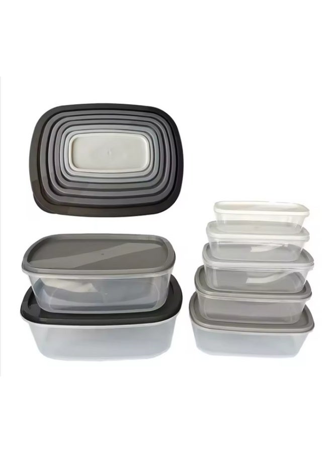 Plastic food storage containers, set of 7 pieces, airtight, resealable, assorted shapes and colors (multi-colored) - Image 1