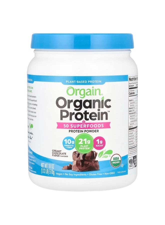Orgain Organic Superfoods Protein Powder 1.12lb Creamy Chocolate Fudge - Image 1