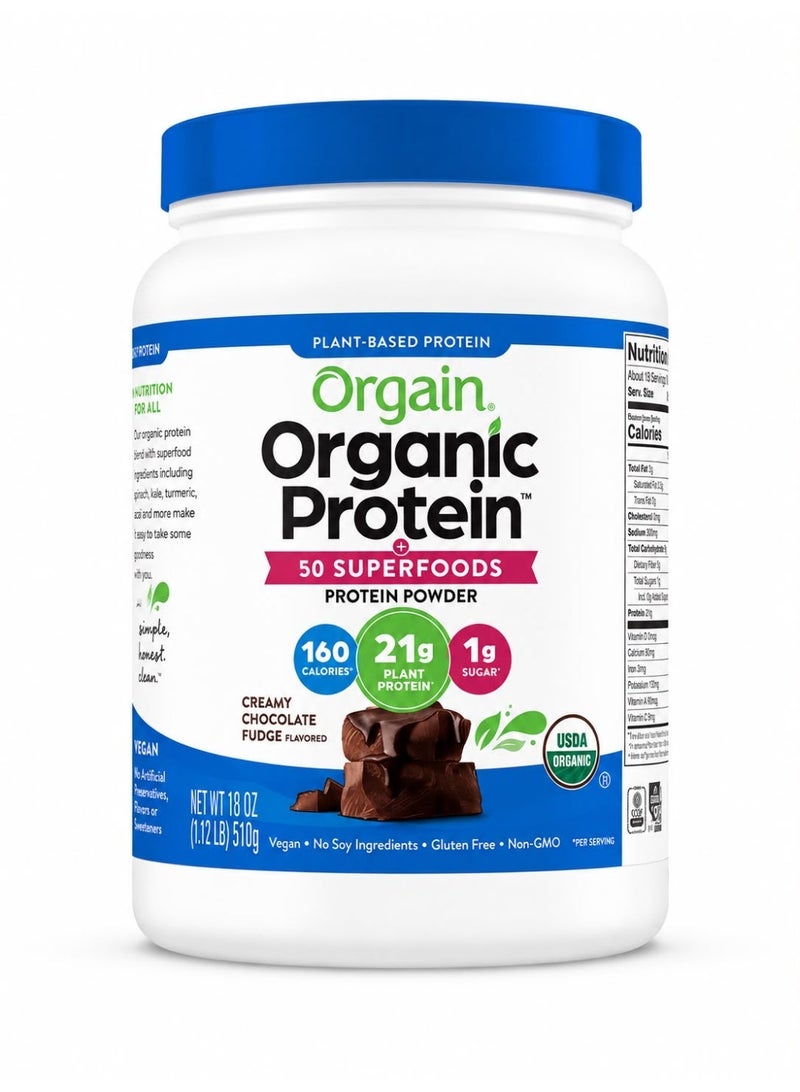 Orgain Organic Superfoods Protein Powder 1.12lb Creamy Chocolate Fudge - Image 1
