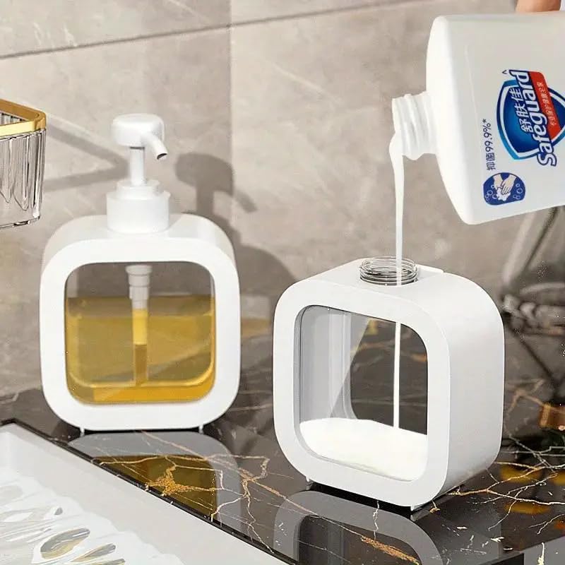 MEZON Plastic Soap Dispenser Refillable Hand Wash Liquid Dispenser Shower Bottles Dish Detergent Bottle Shampoo Lotion Bottle with Pump for Kitchen Bathroom Hotel 2 PCs 500 ml - Image 4