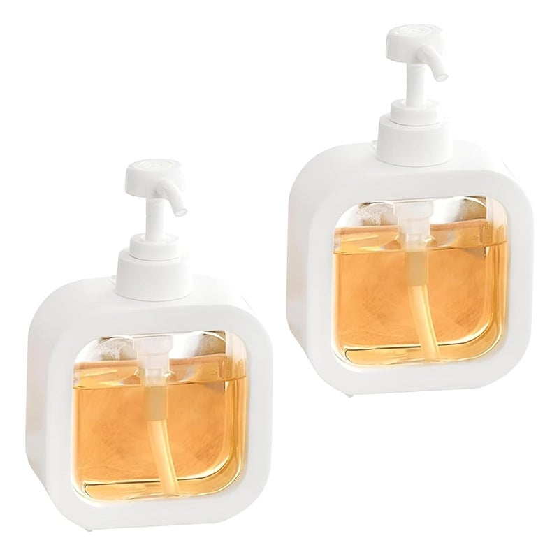 MEZON Plastic Soap Dispenser Refillable Hand Wash Liquid Dispenser Shower Bottles Dish Detergent Bottle Shampoo Lotion Bottle with Pump for Kitchen Bathroom Hotel 2 PCs 500 ml - Image 1