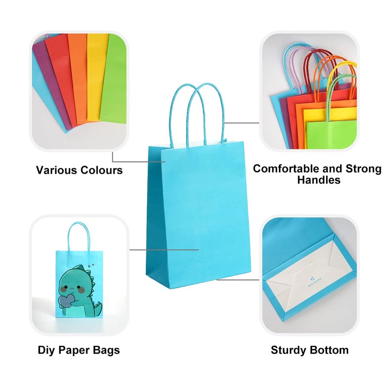NADSSJL 30 Pcs Paper Party Bags, Gift and Sweet Bags with Handles, Kraft Bags with Stickers, Paper Party Bags for Kids Party, Celebrations, Baby Shower, Birthday, Halloween, Christmas -15 x 8 x 21 cm - Image 3
