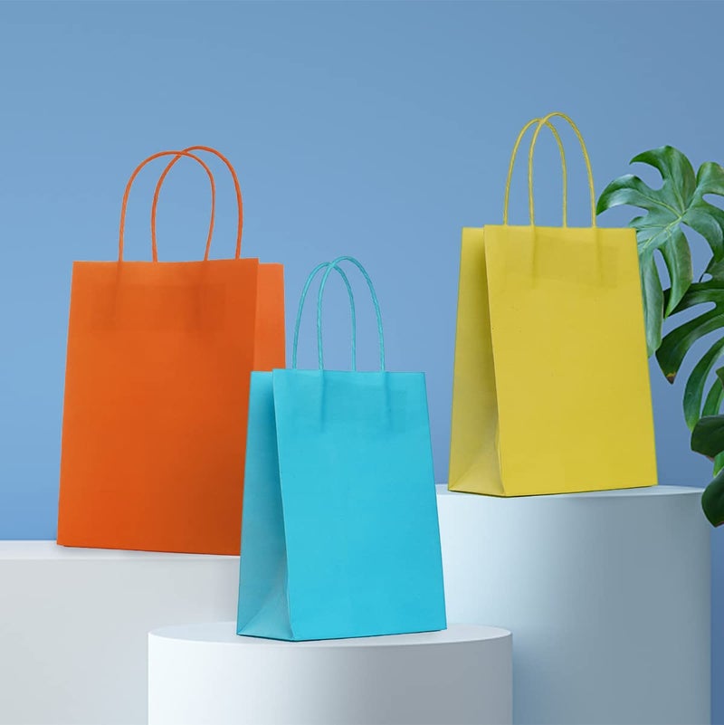 NADSSJL 30 Pcs Paper Party Bags, Gift and Sweet Bags with Handles, Kraft Bags with Stickers, Paper Party Bags for Kids Party, Celebrations, Baby Shower, Birthday, Halloween, Christmas -15 x 8 x 21 cm - Image 4