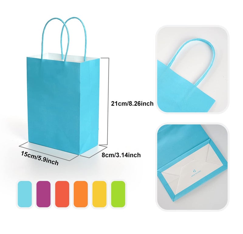 NADSSJL 30 Pcs Paper Party Bags, Gift and Sweet Bags with Handles, Kraft Bags with Stickers, Paper Party Bags for Kids Party, Celebrations, Baby Shower, Birthday, Halloween, Christmas -15 x 8 x 21 cm - Image 2