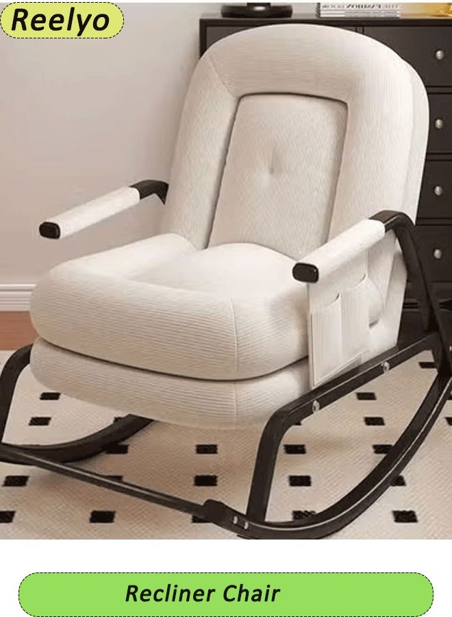 Reelyo Recliner Chair Upholstered rocking chair Modern Rocker Rocking Accent Chair with High Backrest Armchair Comfy Side Chair for Living Room Bedroom Offices - Image 1