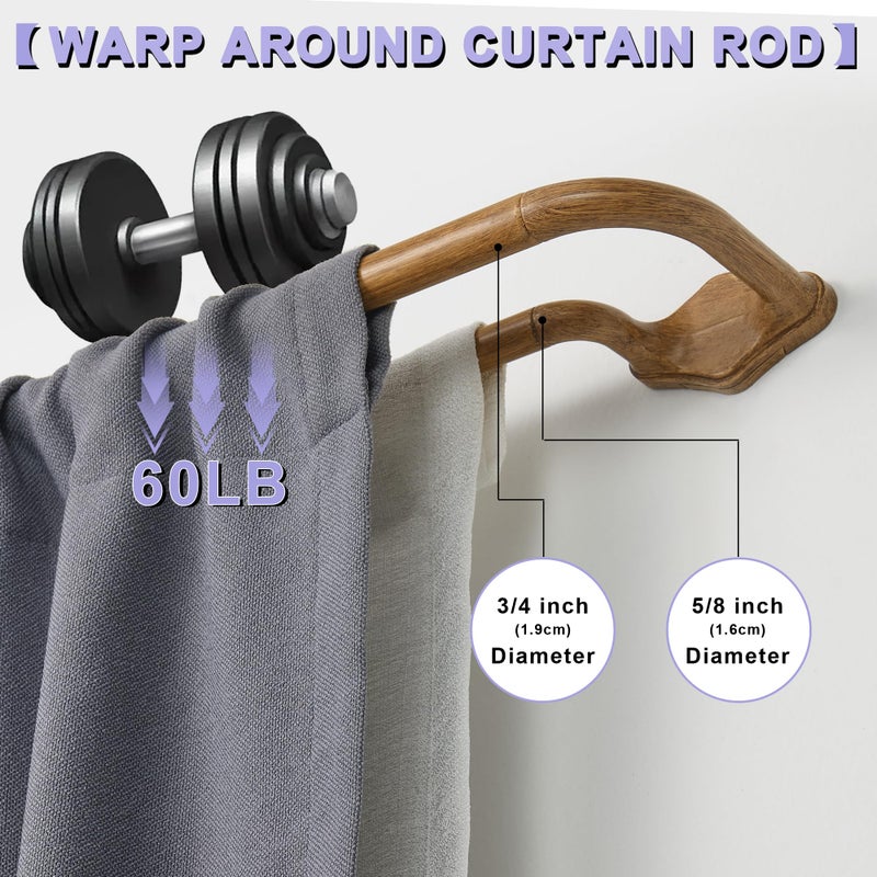 Lwiiom Brown Wood Grain Double Curtain Rods For Windows 28-48 Inch,Heavy Duty Double Curtain Rod with Aluminum Finials and Bracket,Adjustable Double Window Rods For Blackout Or Room Darkening Panels - Image 3