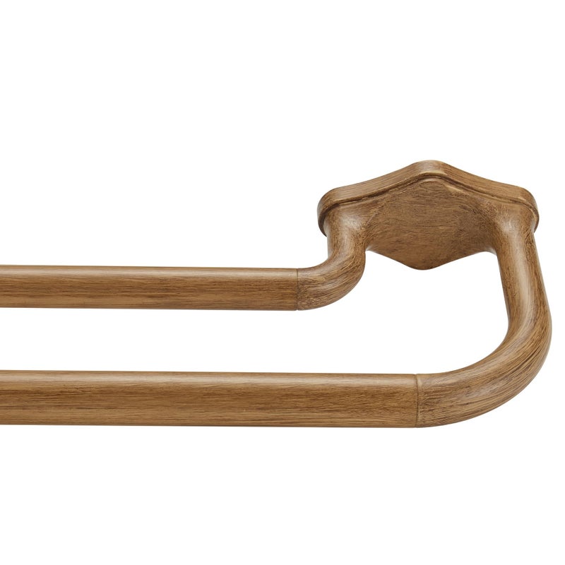 Lwiiom Brown Wood Grain Double Curtain Rods For Windows 28-48 Inch,Heavy Duty Double Curtain Rod with Aluminum Finials and Bracket,Adjustable Double Window Rods For Blackout Or Room Darkening Panels - Image 1