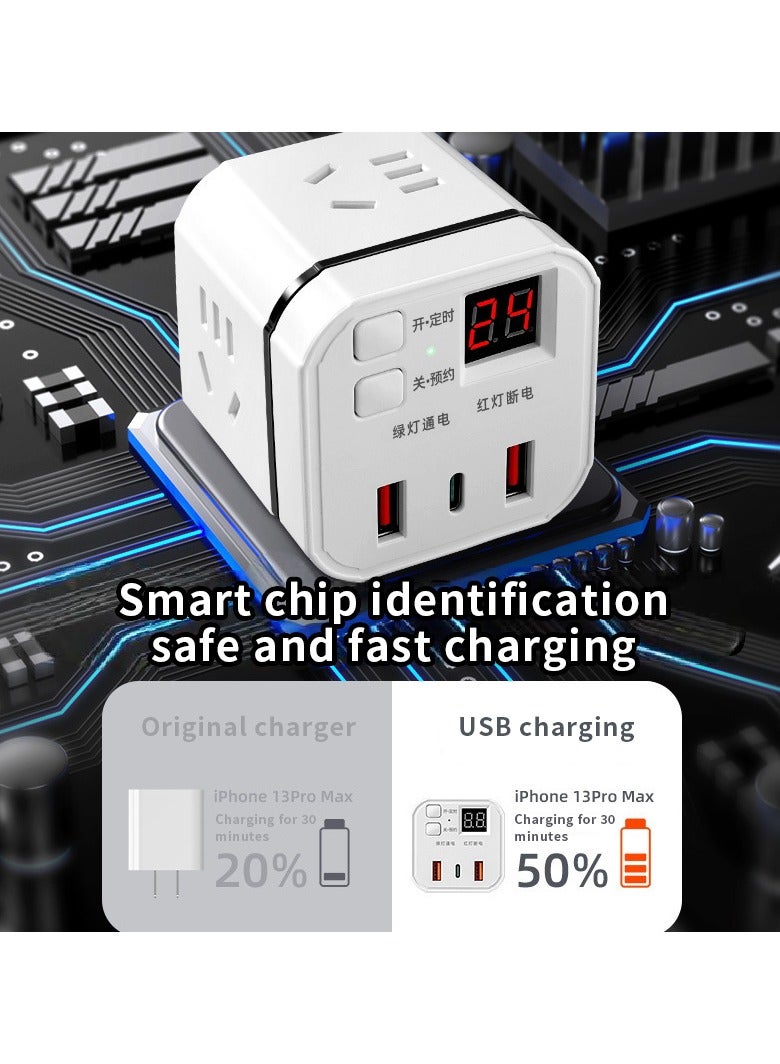 EXCLIFE Creative USB socket intelligent timing socket multi-function mobile phone charging socket board  - Image 3
