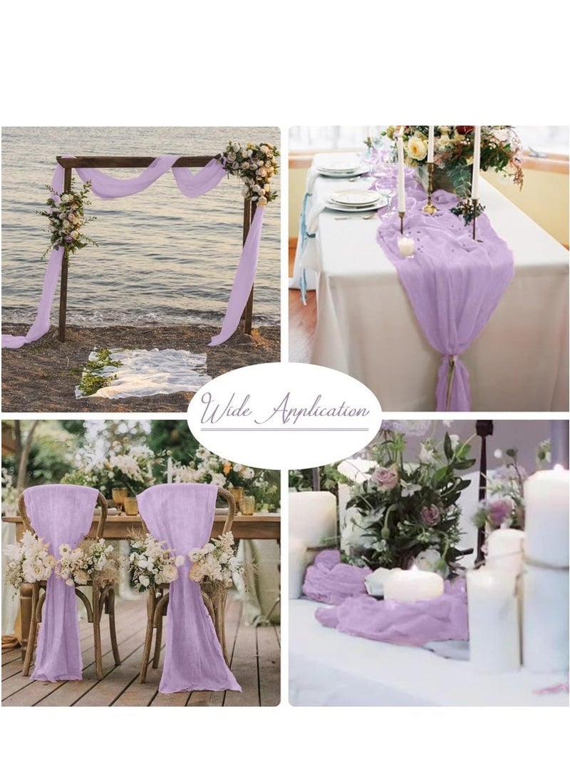 VarietyVoyageD 90*300 Translucent Table Runner, Chessian Tablecloth for Wedding Reception Bridal Shower Party Decoration Table Centerpiece,Boho Gauze Table Runner, Rustic Sheer Table Decor 90*300CM Purple - Image 5