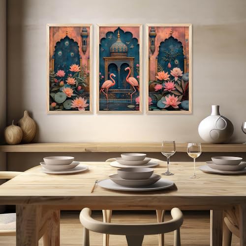 walllane- Traditional Indian Art Pichwai Home Décor Paintings | Wall Hanging Frames | Painting for wall Decoration Set of 3 (10x19 inch, F) - Image 4