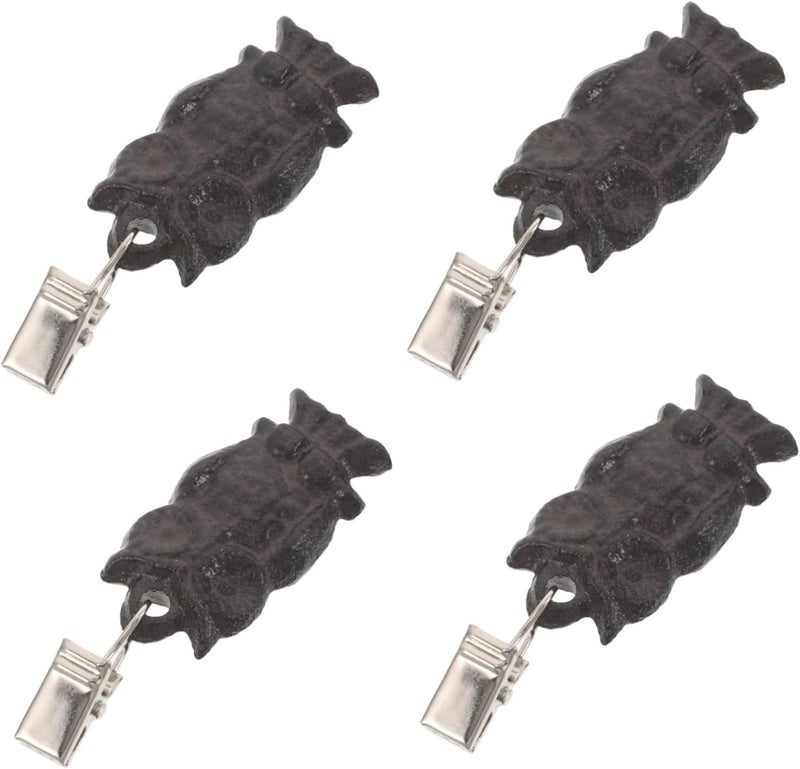 VOSAREA 4pcs Owl Tablecloth Weights Clips for Outdoor Tables Iron Vintage European Style Clips Preventing Tablecloths from Shifting, Easy to Attach for Patio and Garden - Image 1