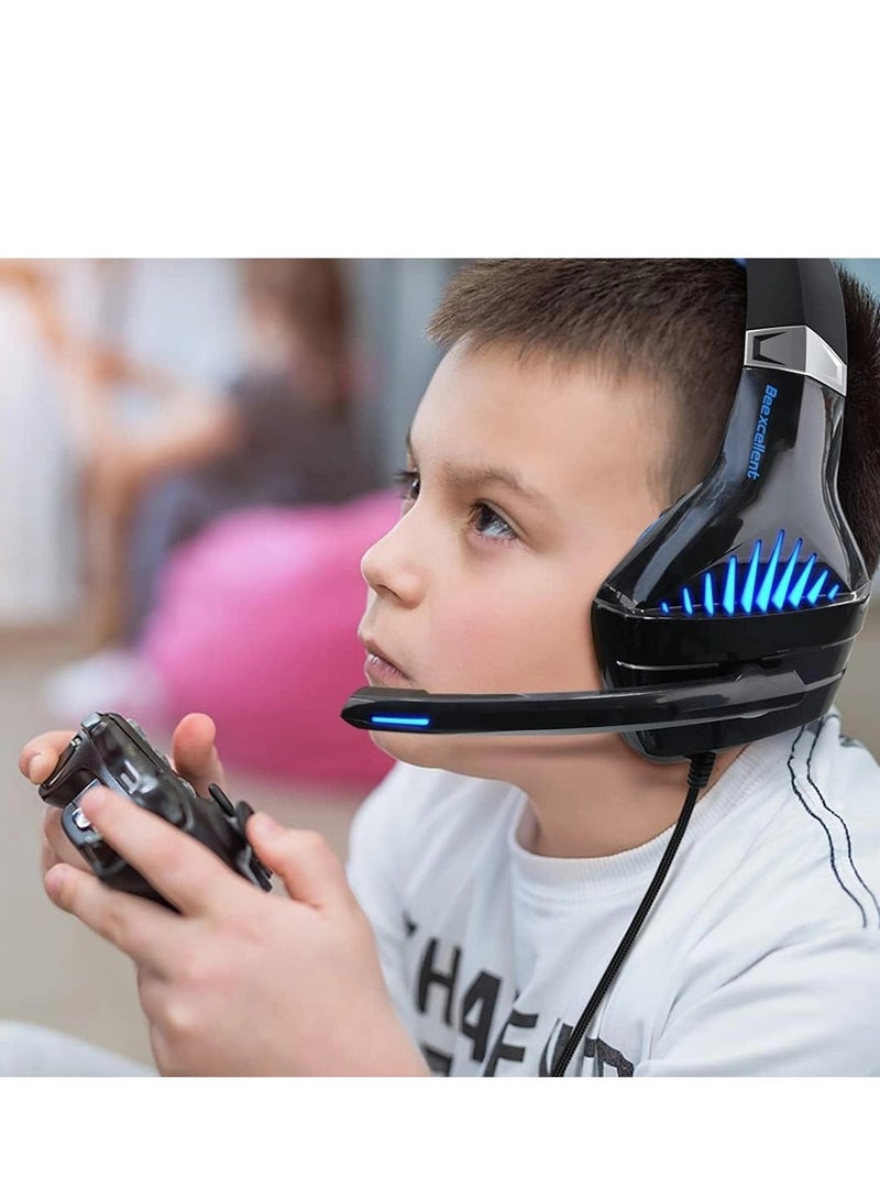 بي إكسلنت سماعة ألعاب ستيريو GM-5 من Beexcellent مع ميكروفون لجهاز Mac Nintendo Switch PS4، والكمبيوتر الشخصي، ووحدة تحكم Xbox One، وإلغاء الضوضاء فوق الأذن سماعات ألعاب احترافية مع ميكروفون، والتحكم في مستوى الصوت، وإضاءة LED، وصوت محيطي – اسود - Image 4