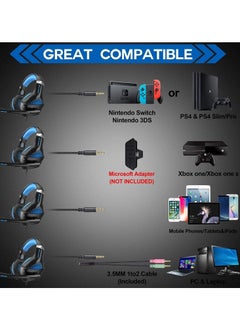 Beexcellent GM-5 Stereo Gaming Headset with Microphone for Mac Nintendo Switch PS4, PC, Xbox One Controller, Noise Cancelling Over Ear Professional Gaming Headphones with Mic, Volume Control ,LED Light, Bass Surround -Black - pzsku/Z0760498000C60AE6AD8EZ/45/_/1723900454/bb09ac87-c27d-4c0b-99f7-c28bcbdd43d2