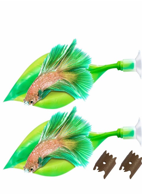 Silicone Betta Bed with Suction Cup Leaf Hammock for Fish Lightweight and Realistic Resting Spot No BPA Practical Comfortable Safe (2 Pieces)